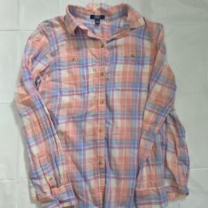 Chaps Woman's Multi-Colored Plaid Long Sleeve  Button Down Short size M